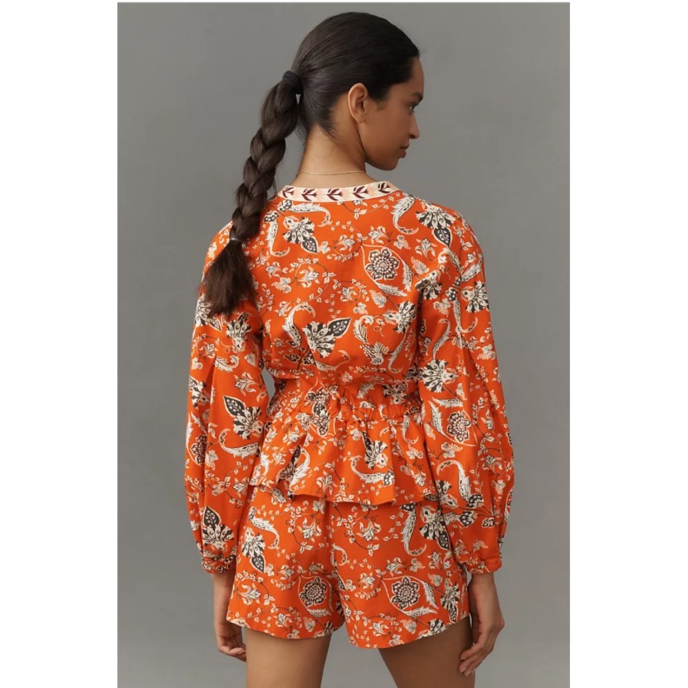 FARM Rio Orange Floral Printed Romper - Picture 2 of 16